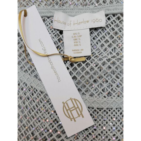 ✨💎 NWT HOUSE OF HARLOW 1960 Long Sleeve Mesh Crystal Rhinestone Maxi Dress Sz S - Picture 10 of 11